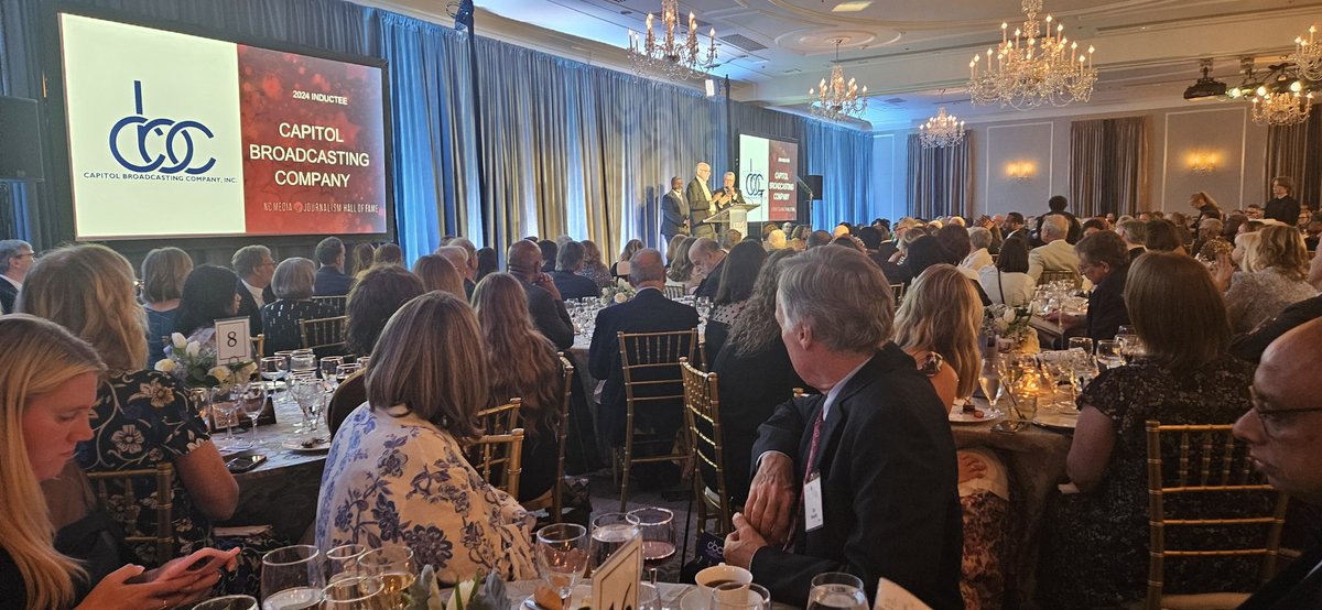 Amazing night of celebration at @HussmanGrad NC Media Journalists Hall of Fame. Wonderful opportunity to honor the work of J.J. Carter, Skip Foreman, Melanie Sill, Amy Vitale, and Eric Montross.
