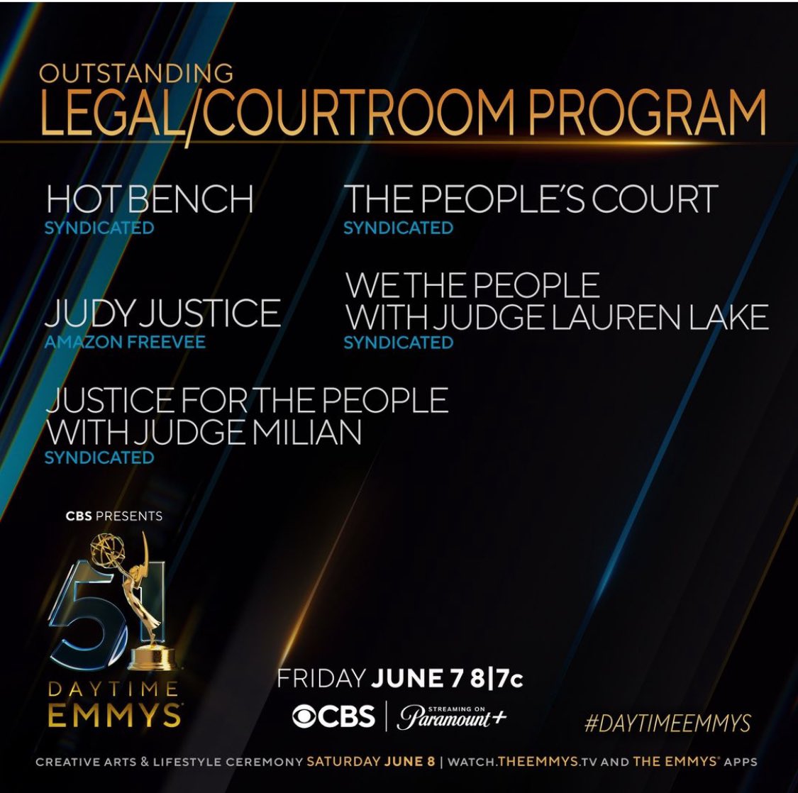 What an honor!! 🥹Thank you @DaytimeEmmys and my entire We the People  @JusticeCentral production team!! 🙌🏾