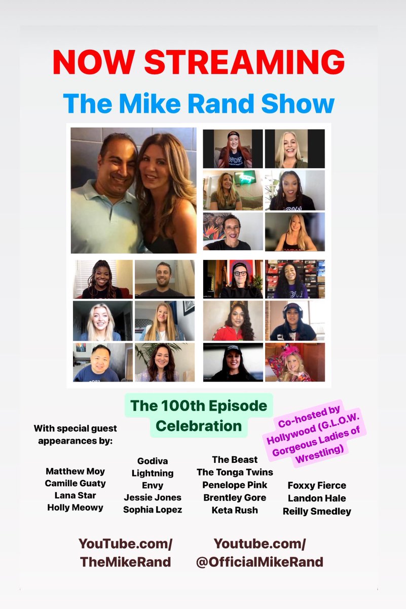 #TheMikeRandShow 100th Episode Celebration is out now on #YouTube! Co-hosted by @GLOWHOLLYWOOD plus numerous special guest appearances along the way! We look back at past shows, bloopers, & more! You won’t wanna miss it! #OfficialMikeRand #Hollywood
