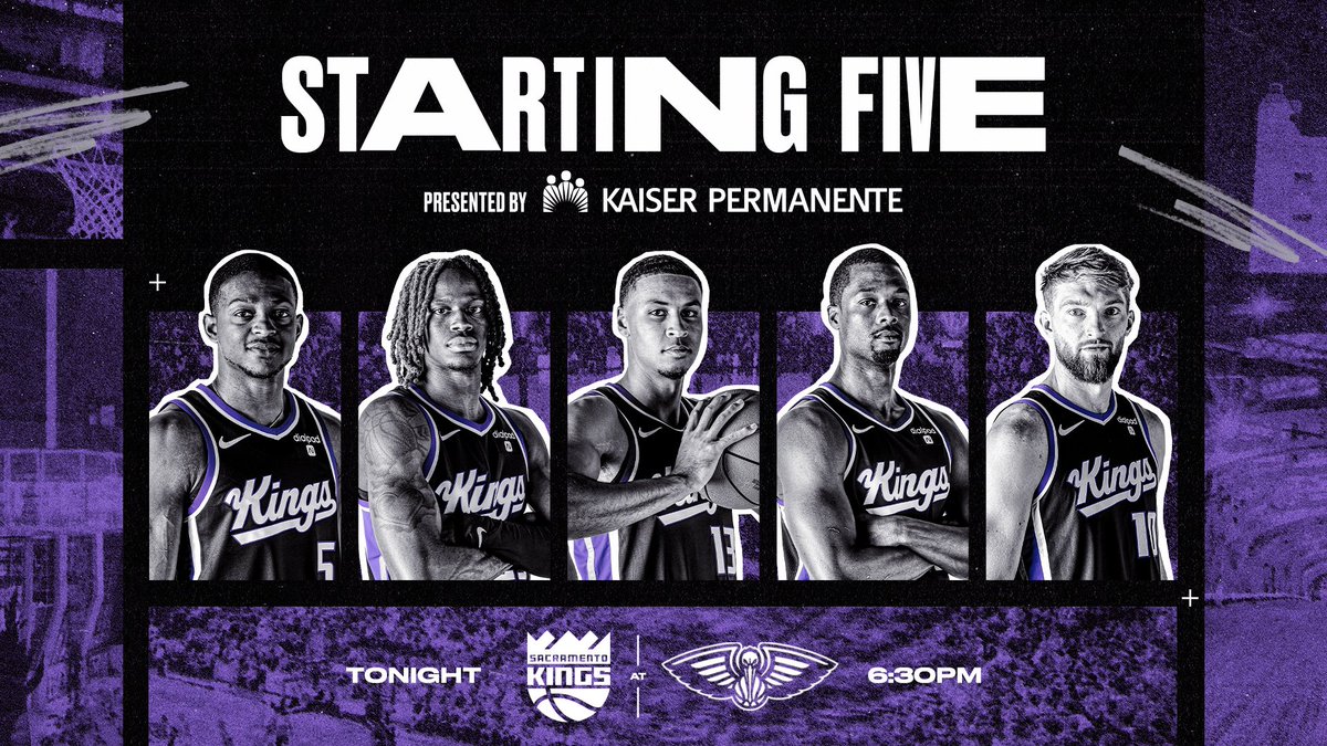 tonight’s starting lineups ⤵️      👑 @swipathefox   👑  @Tyrese_Ellis00   👑 @hbarnes     👑 Keegan Murray   👑 @dsabonis11        Starting 5 presented by @kpthrive