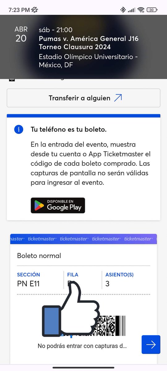 Wiizz_PM's tweet photo. #vendoboleto para el Pumas vs América zona palomar $1300 x los 2.

Transfiero en persona https://t.co/5T6LX8iMPt