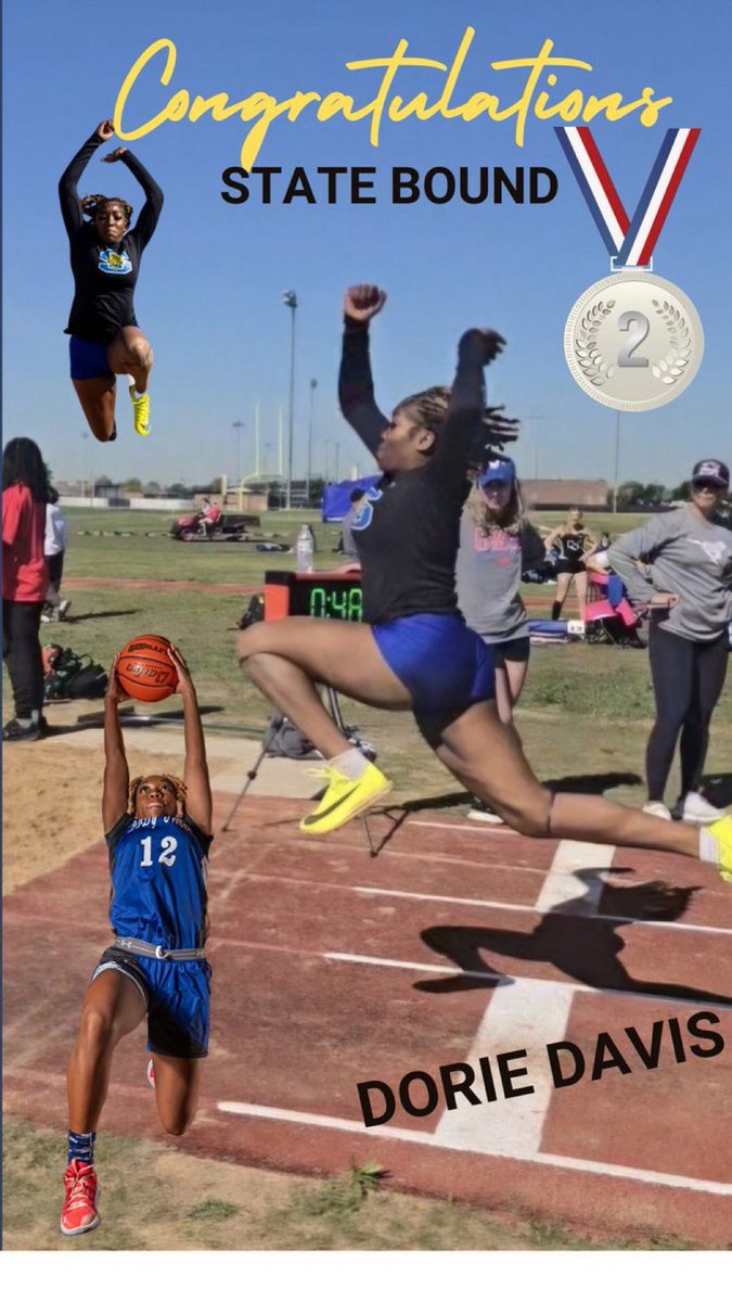 Congratulations to Dorie on her second place finish at regionals and advancement to state in the triple jump! We are proud of you! 💙🥈🖤
#STATEBOUND👏🏾👏🏾
#SHESNOTDONEYET💯
<a href="/SummJagTrack/">Summit XC & Track</a> <a href="/MISDSummitJags/">Summit High School</a> <a href="/MISDathletics/">MISD Athletics Dept.</a> <a href="/sciyonce/">Arlevia Davis</a>
