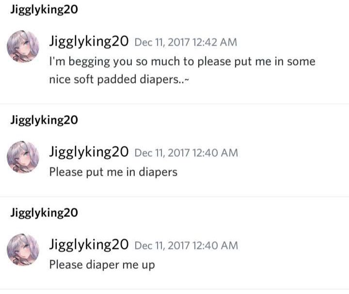 One of the dudes in the hate group chat about kenji had a diaper fetish and would put oatmeal inside the diaper so he could pretend he was sitting in his own shit

Jiggly aka Vinxfii // screenshot from @jesterment