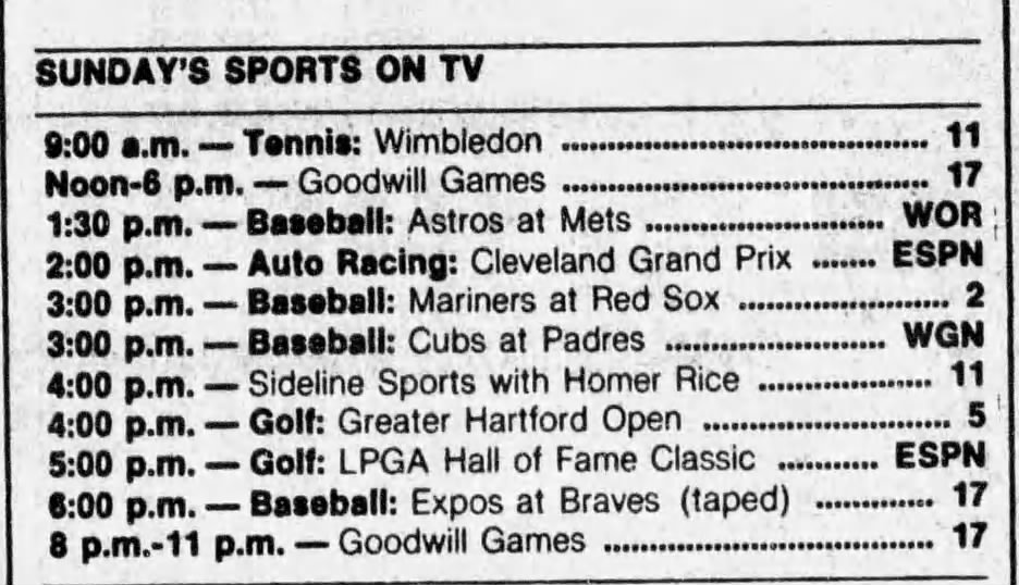 The last time a Brave hit 4 homers in a game, it was also not televised in the traditional sense. Bob Horner's 4-homer game in 1986 was broadcast by TBS on tape-delay due to the Goodwill Games.
