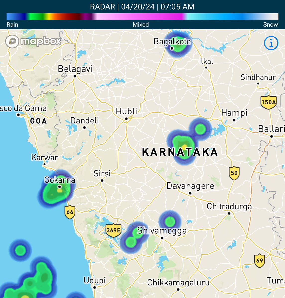 Morning TS popups 😍😍

Gokarna / Kumta , Bagalakote , Hoogivanhadagali , Parts of Shivamogga seeing early morning rain.

Rain continues in Ghats of Shivmogga & Chikkamagaluru ☔️☔️

#KarnatakaRains