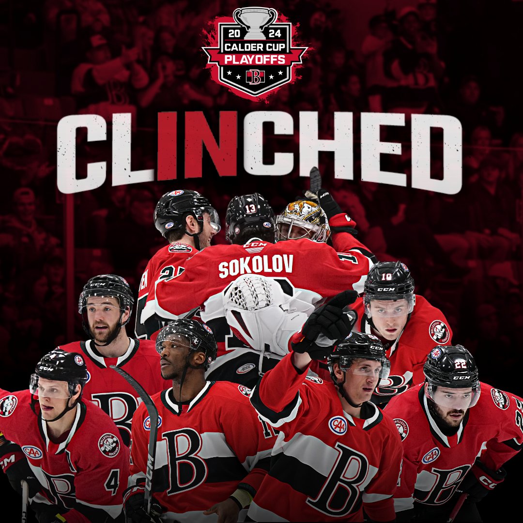 BellevilleSens's tweet photo. PLAYOFF HOCKEY IS BACK IN BELLEVILLE‼️

#ForTheB | #BUnited https://t.co/aJr7gjBzsr