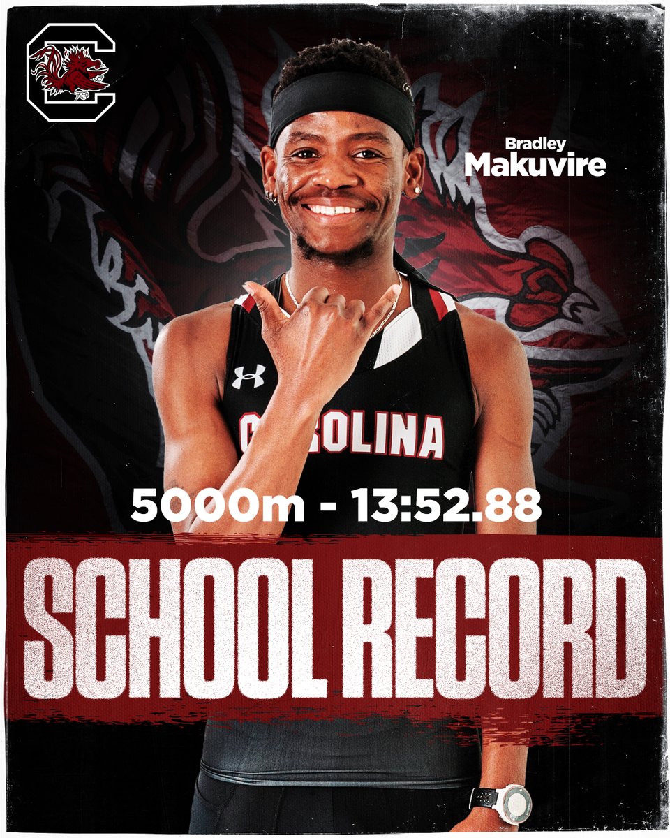 Our third school record of the night belongs to Mr. Makuvire in the 5K! Bradley breaks teammate Rogerio Amaral's previous record of 13:52.94 #onecockymind #cockyandconfident