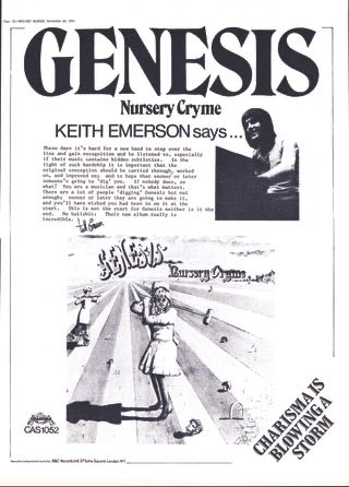 Genesis magazine advertisement for the Nursery Cryme album.