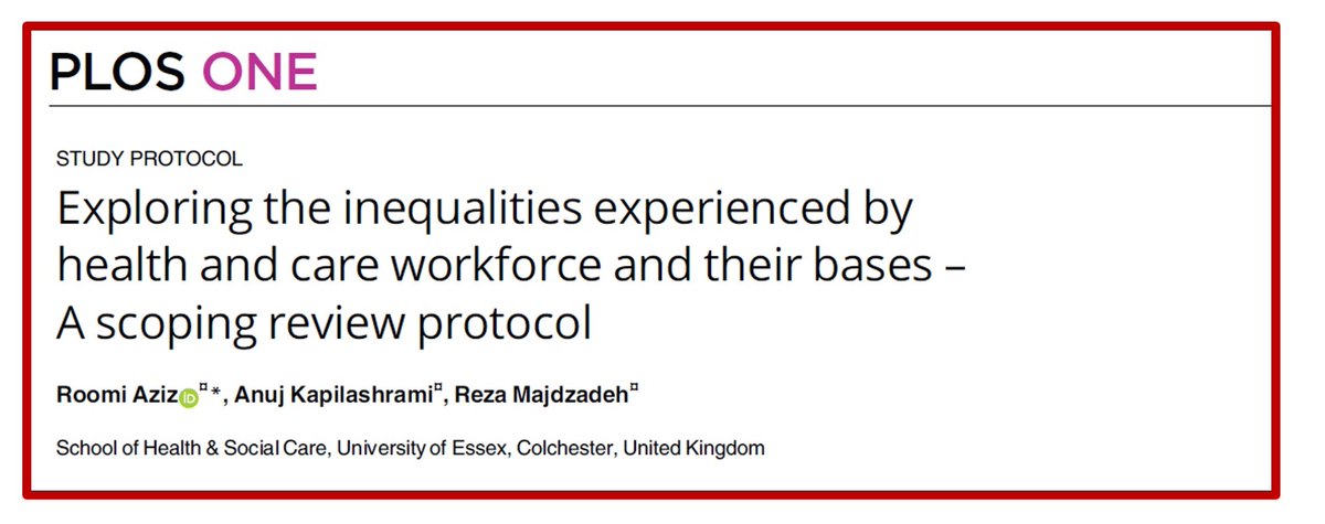 Investing in #human_resources for health (#HRH) is crucial for strengthening #UHC and health systems. Understanding #inequalities within the HRH is critical. This scoping review explores the role of gender, race, #Migrant status, and workplace hierarchy. journals.plos.org/plosone/articl…