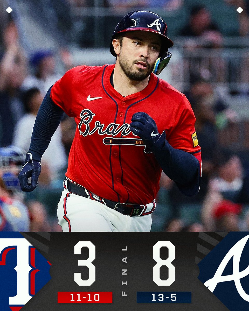 MLB's tweet photo. Travis d'Arnaud's 3-homer night powers the @Braves to their 5th straight win! https://t.co/abxJcYchYC
