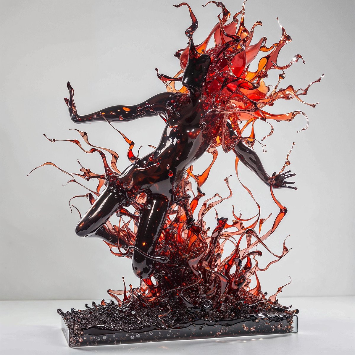 I used Midjourney v6 to create glass sculptures inspired by 12 different emotions. The results are simply beautiful.

1. Anger