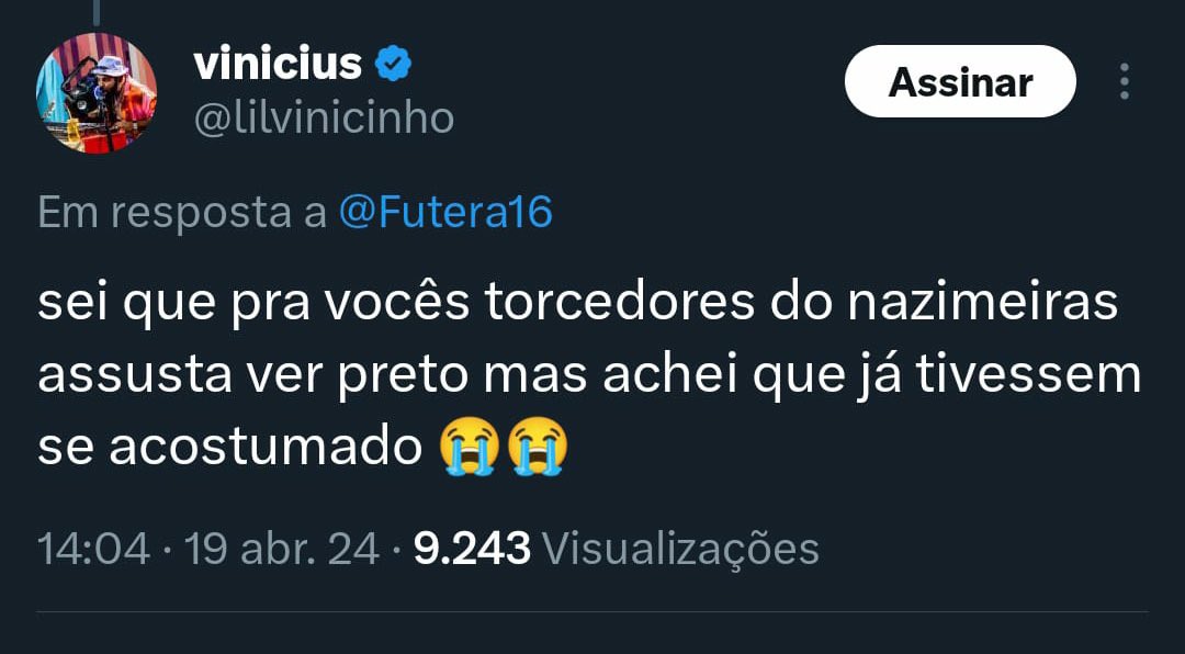 Mostra q é covarde não apenas com essa postagem mas limitando os comentários. E não, não desculpo!! Q o @Palmeiras meta um belo processo e faça seu bolso doer pq consciência já vimos q não tem