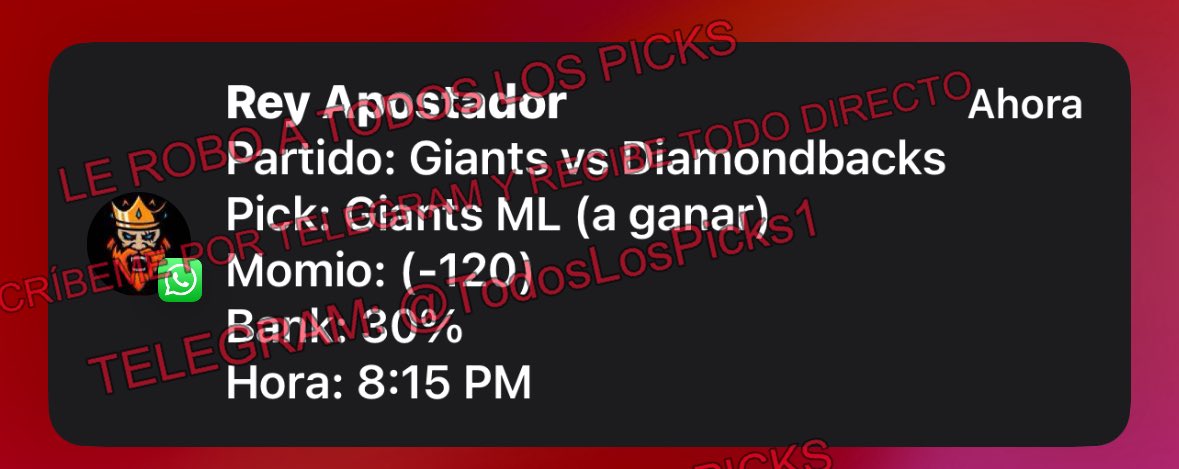 REY APOSTADOR 

¡TODOS SUS PICKS PREMIUM GRATIS AQUÍ! 👇
t.me/TodosLosPickss