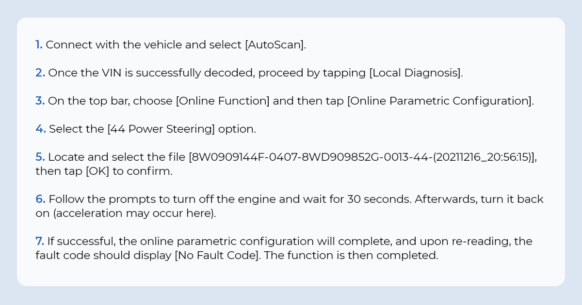 Topdon_Official's tweet photo. Unlock the full potential of your 2017 Audi A4L's power steering system with ease using the Phoenix Elite. Learn how to perform Online Parametric Configuration effortlessly for enhanced performance and precision #Howto #powersteeringsystem #phoenixelite #topdon https://t.co/zMpy7UkLAk