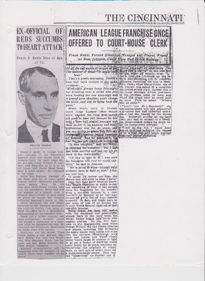 RARE @Reds HISTORY: 
Former REDS Business Manager, FRANK BEHLE was once offered the REDS Franchise for FREE but declined it. Frank Behle managed the Reds for 11 years after Frank Bancroft's passing and has been left out of most records. #CincinnatiReds #Reds #BaseballHistory #MLB