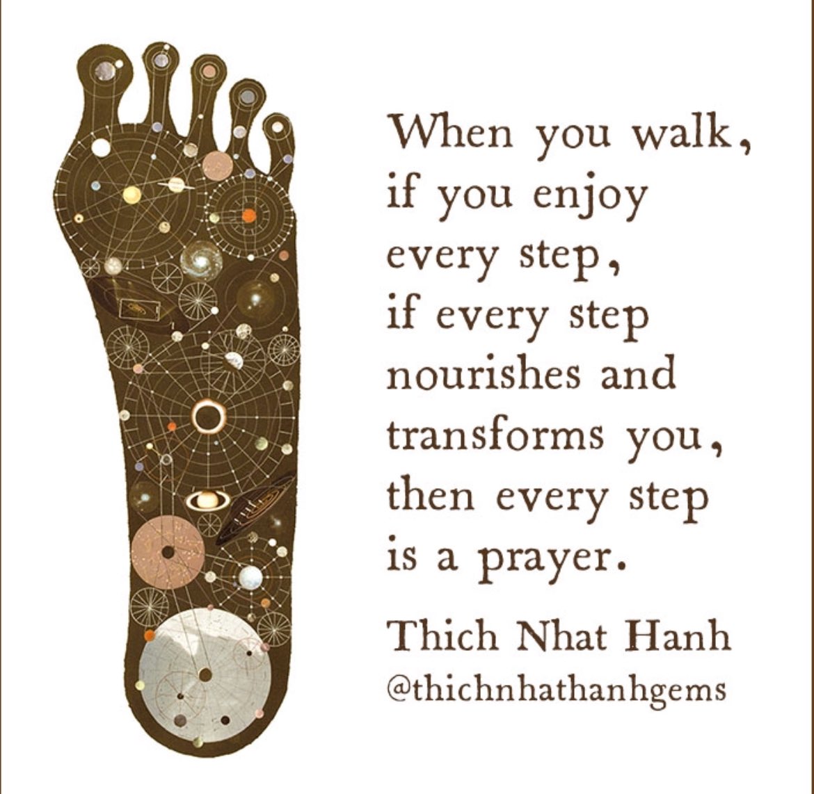 Cuando caminas, si disfrutas cada paso, si cada paso te nutre y transforma, entonces cada paso es una oración.
#ThichNhatHanh

Art: Carlos Estevez