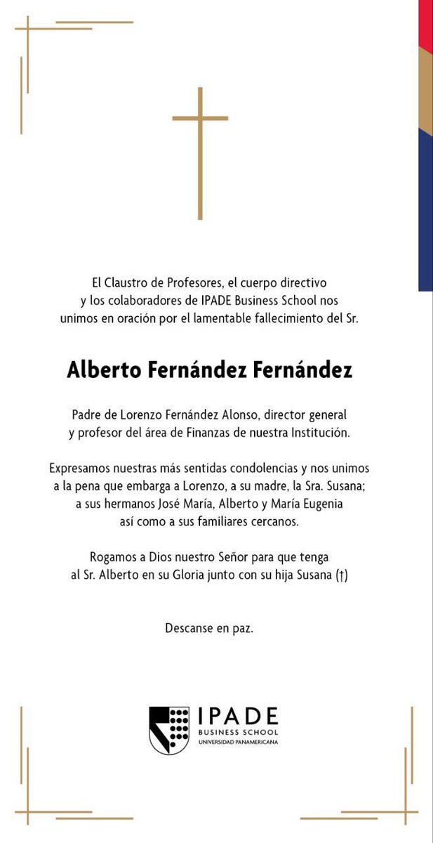 Nos unimos en oración y brindamos nuestro apoyo a Lorenzo Fernández Alonso, nuestro querido colega y director general.