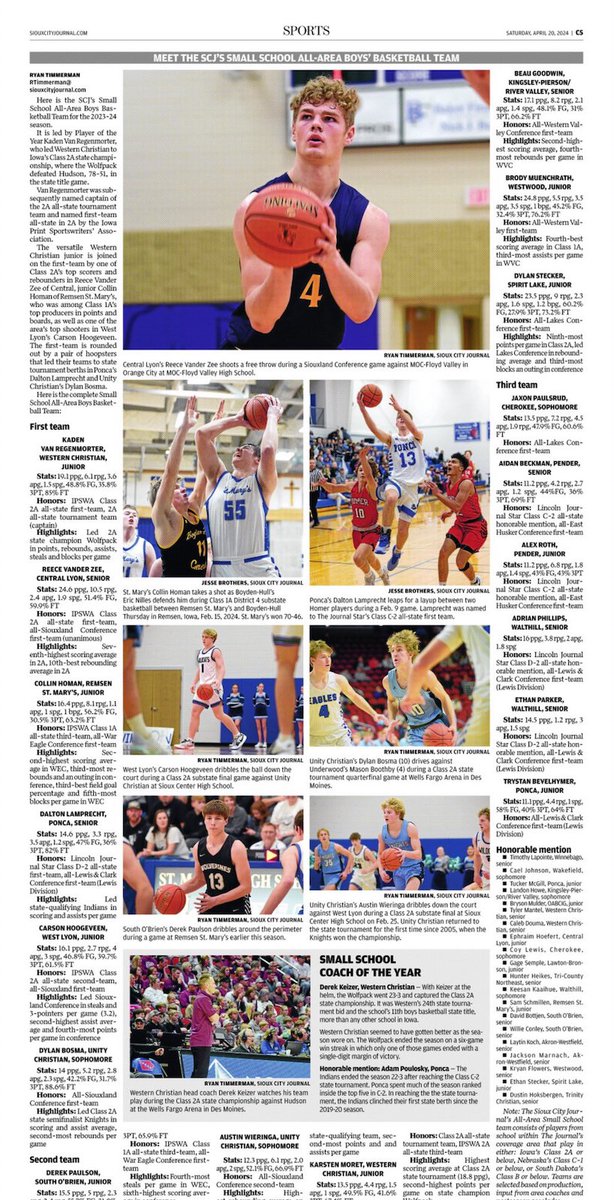 Sioux City Journal Small School All-Area Boys' Basketball Team Honors. 

*2nd Team*
 Brody Muenchrath
*Honorable Mention*
 Kyran Flowers 
Congratulations on a well deserved recognition! ⚔️🏀
<a href="/WCSDRebels/">Westwood Schools</a>