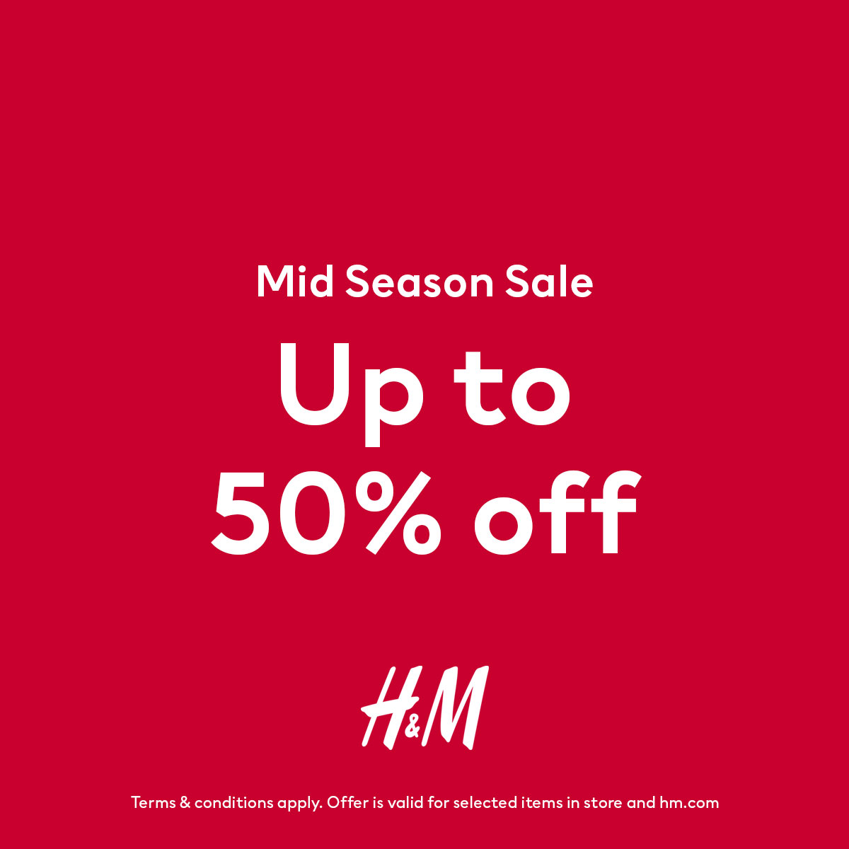 Say hello to great savings! Mid Season Sale is here with up to 50% off. Treat yourself on our sale at your nearest H&M store: hm.info/60194FCqB