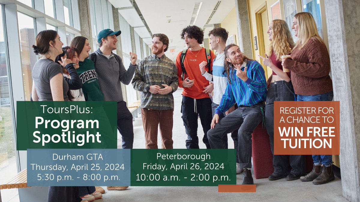#DiscoverYourTrent at ToursPlus: Program Spotlight. You'll have the chance to immerse yourself in the Trent student experience and hear everything you need to know about your program of interest, directly from professors. Register today: trentu.ca/toursplus