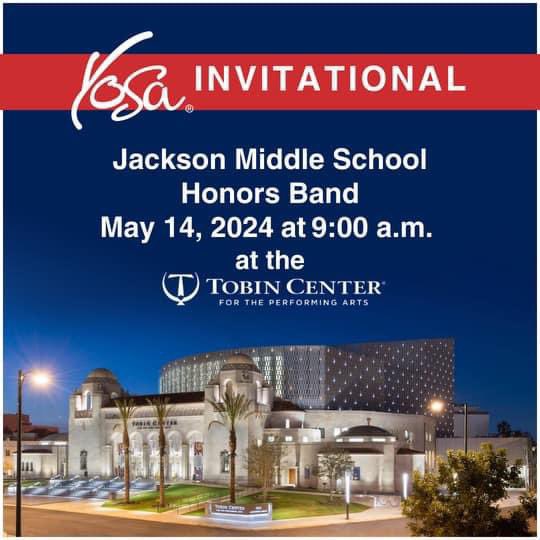 Come out and support the Jackson Honors Band! Performing at the Tobin Center, a state of the art concert space, will offer our students a once in a lifetime opportunity. #RootEdJackson @NEISDFineArts