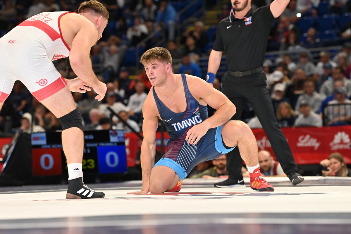 CHALLENGE TOURNAMENT CHAMPION!!! Isaac Trumble scores an 11-1 tech over Kollin Moore to advance to tomorrow's best-of-3 Championship Series against Olympic Gold medalist Kyle Snyder. The winner goes to Paris for the 2024 Summer Olympics.