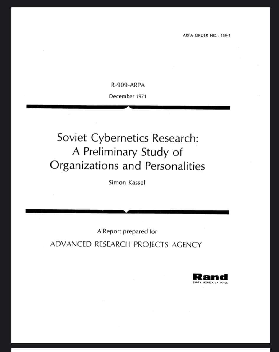 Soviet Cybernetics Research: A Preliminary Study of Organizations & Personalities, dated 1971. Russia is NOT coming to save you. They'd also rather Neuralink society into a Cybernetics machine. apps.dtic.mil/sti/pdfs/AD074… #Neural_Networks #Soviet_Optics #Cybernetics