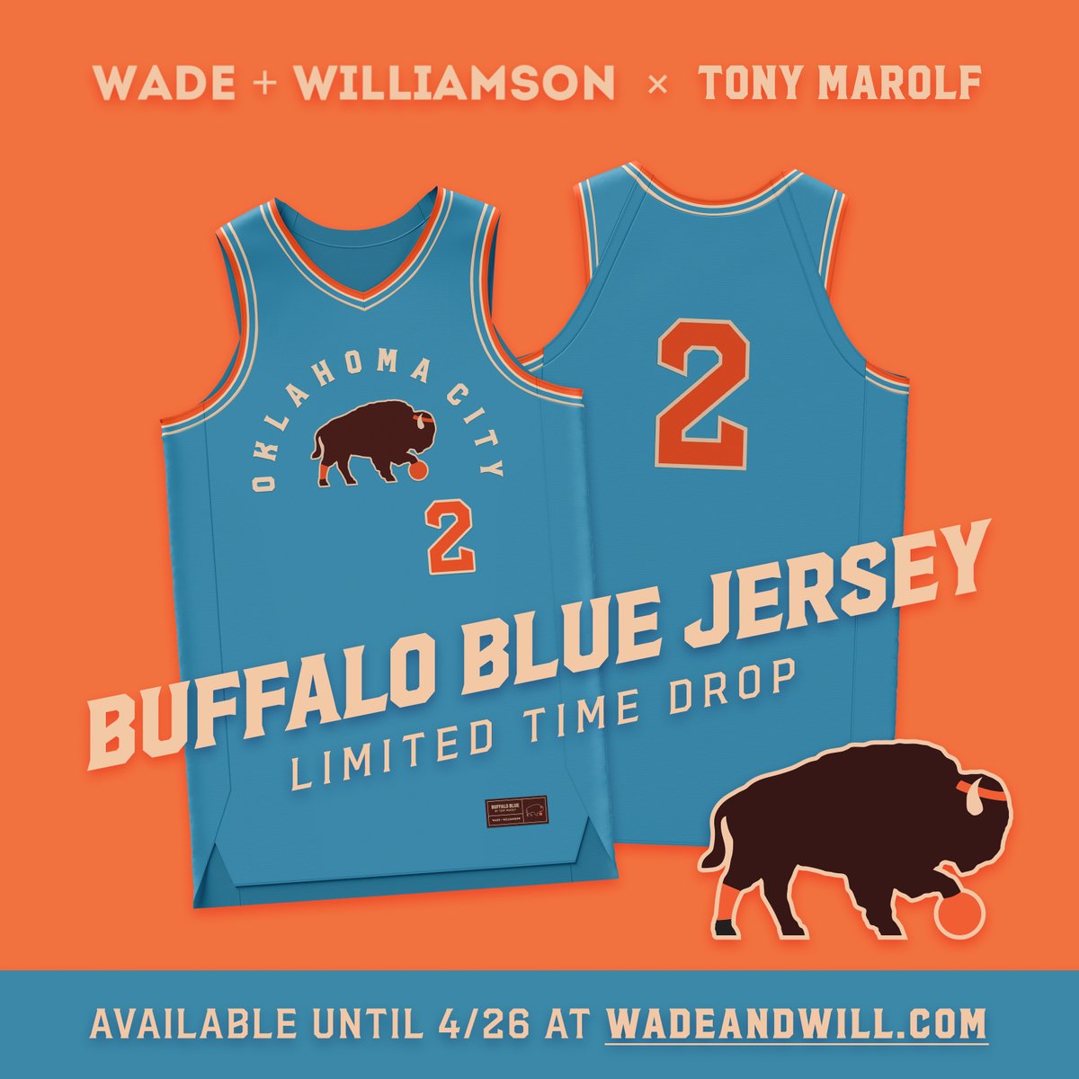 tonymarolf's tweet image. Alright y'all,

Available Now:
Buffalo Blue Limited Jersey Drop

&amp;gt; Ends Friday, 4/26 @ midnight EST or until sold out!
&amp;gt; Numbers: 0, 2, 5, 7, 8
&amp;gt; $59.99 (Sublimated) / $89.99 (Embroidered)

Get it here: wadeandwill.com/collections/to…