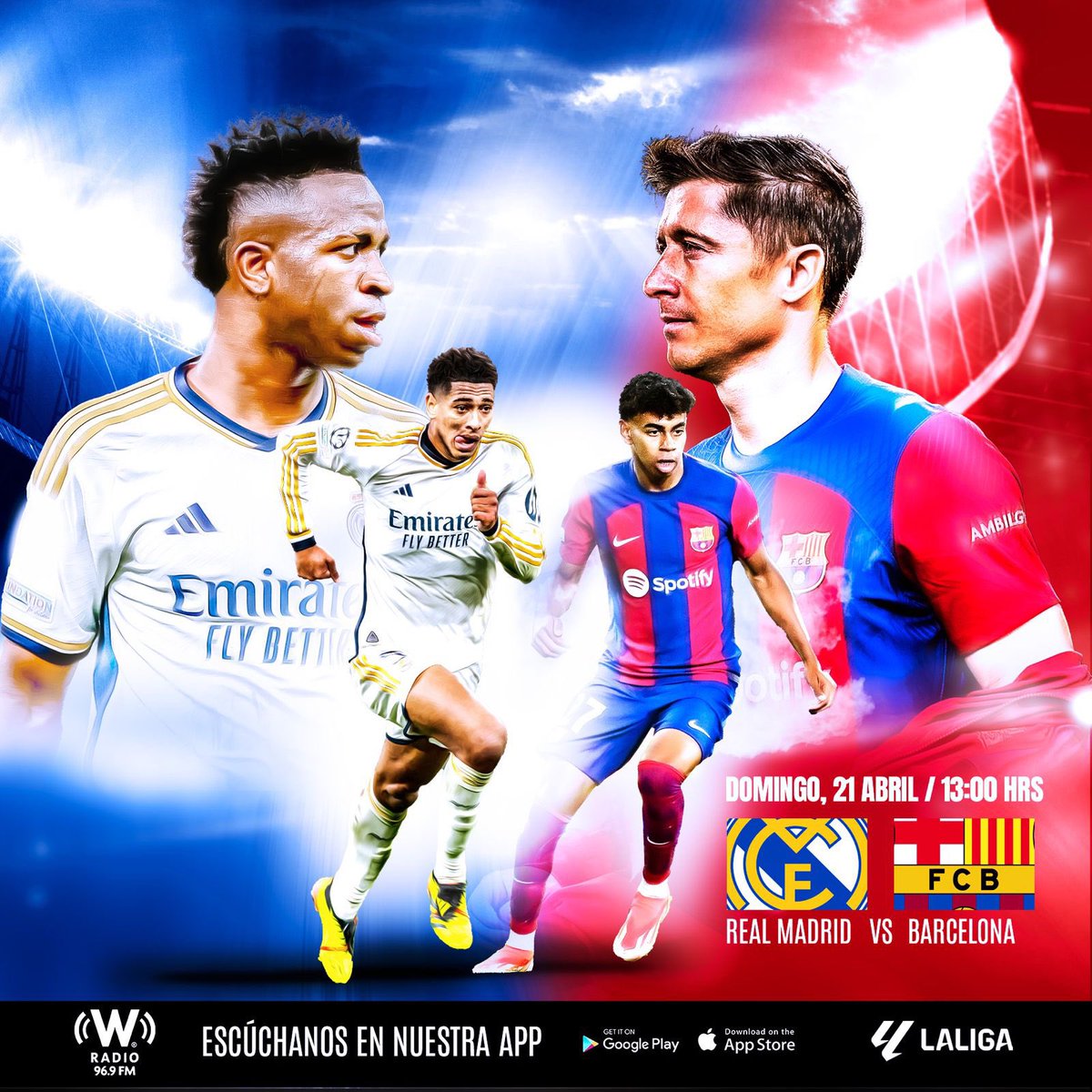 ¡Nos escuchamos este domingo en el Real Madrid vs FC Barcelona por Cadena W | @WRADIOMexico! ¡Desde el Santiago Bernabéu! @wradio_mx 96.9 fm+ la app 📲 ¡Partidazo en España! 🏟️⚽️🇪🇸 #ConectamosTuPasión