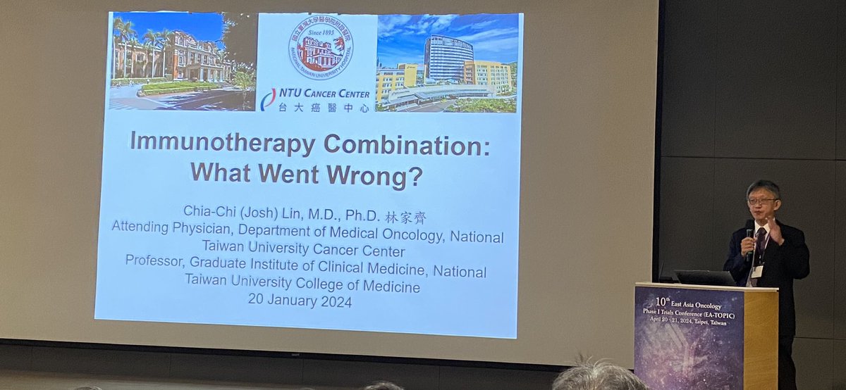 saxotomy's tweet image. Prof. Josh Lin's brilliant insights of the challenges faced by #immunotherapy #combination and how to overcome them at the 10th #EATOPIC @NtuhTw