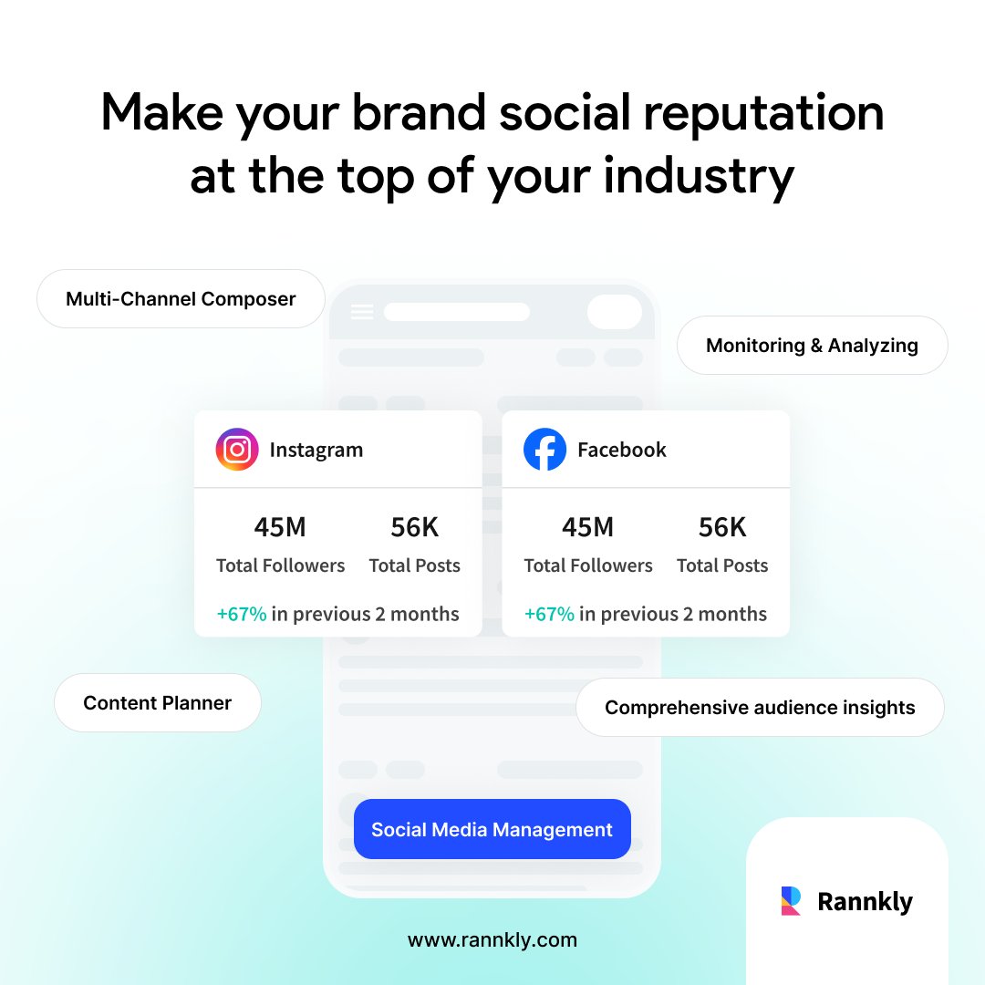 Boost your online presence with Rannkly - the ultimate social media management tool you need! 🚀✨ Stay ahead of the game and watch your following grow effortlessly. 

#SocialMediaManagement #Rannkly #OnlineMarketing