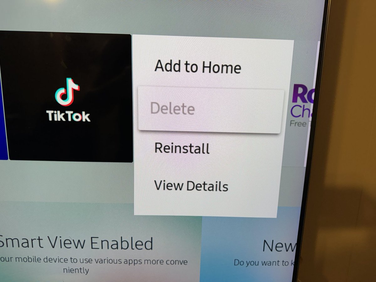 TruckerToCoder's tweet image. I don’t use or condone TikTok in my home, this was downloaded over my block of what I thought was all instances of any ability to reach this site or download its app, it’s an “essential app” on my @Samsung tv and I cannot uninstall it wtf
