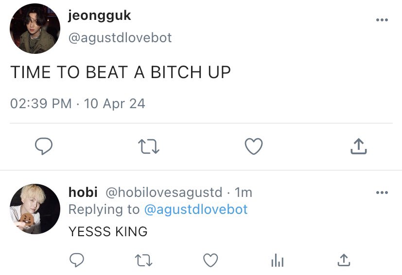 JEONBYULS's tweet photo. #taekookau where taehyung likes to argue with people on twitter for fun 

and jeongguk, a die-hard agust d stan, would do anything to defend his idol. https://t.co/RnmHpBLyXX