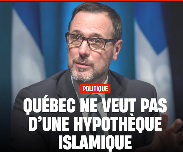 👎 Hypothèque islamique NON  >Cette idée qu’a le gouv fédéral de traiter différemment, d’un point de vue bancaire, ls personnes selon leurs croyances religieuses est en contradiction avec ls choix qu’a faits le Québec»....Non à la charia au QC #assnat journaldequebec.com/2024/04/19/que…