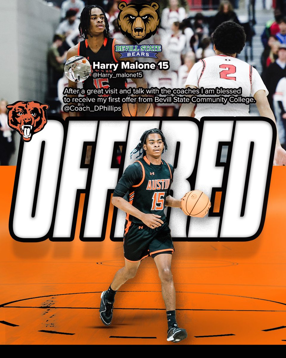 Congratulations to @Harry_malone15 on receiving his first offer from Bevill State Community College! The work gone show! Hard Work is undefeated! #BBN #BlackBearMentality #RecruitAHigh