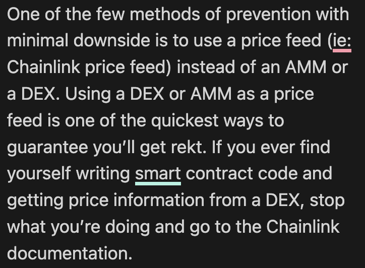 PatrickAlphaC's tweet photo. For the people in the back still using AMM token pools as price feeds https://t.co/7qF6075iAc