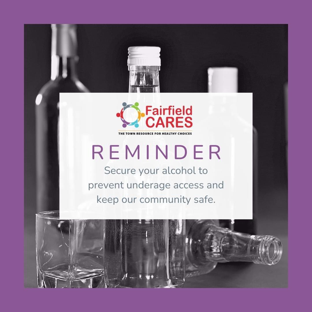 Secure your alcohol stash to prevent underage access and keep our community safe. Let's work together to prevent underage drinking.

#LockItUp #PreventUnderageDrinking #FairfieldCT #FairfieldCARES