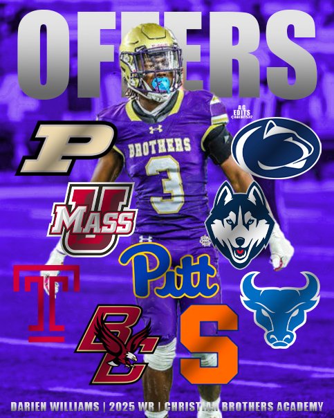 ⭐⭐⭐Syracuse WR Commit @darienwilliamss has received 9️⃣ offers! He's ranked as the #67 WR in his class!