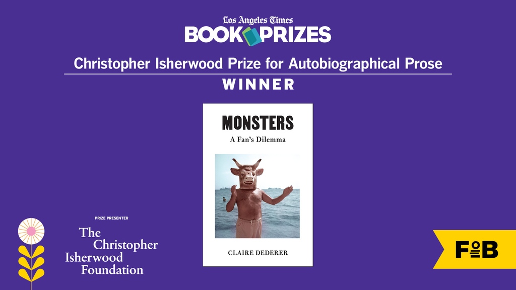 Ready for the first award of the night? The Christopher Isherwood Prize for Autobiographical Prose goes to.... @ClaireDederer, for one of the best art/memoir crossovers of the year: Monsters: A Fan’s Dilemma #bookprizes #bookfest Congratulations! @aaknopf