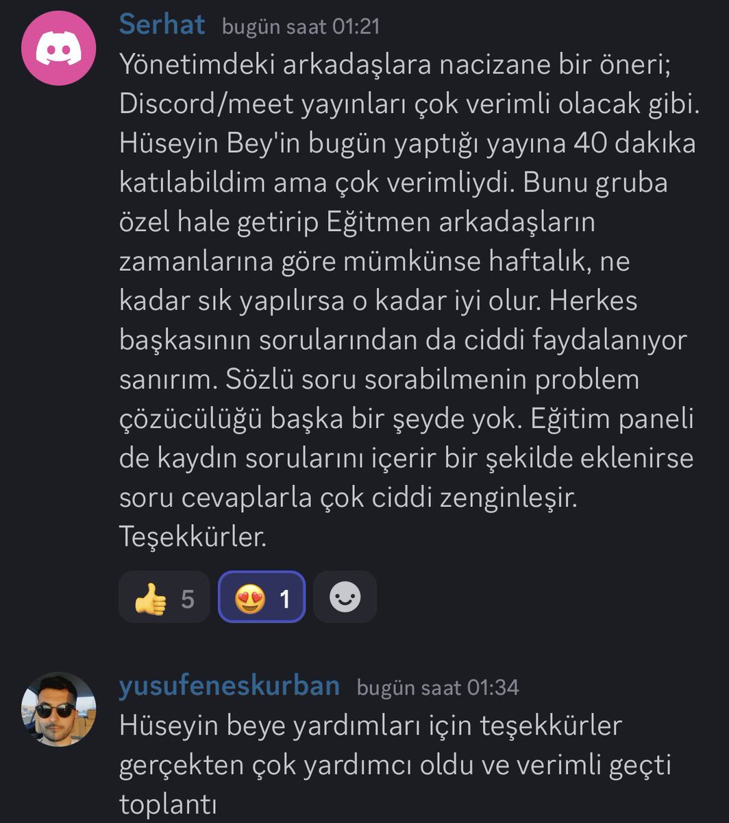 İlk canlı yayınımız verimli geçmiş gözüküyor. Hüseyin @huseyinygnnn hocama teşekkürler. Daha sık yapıp, panele ekleyeceğiz.