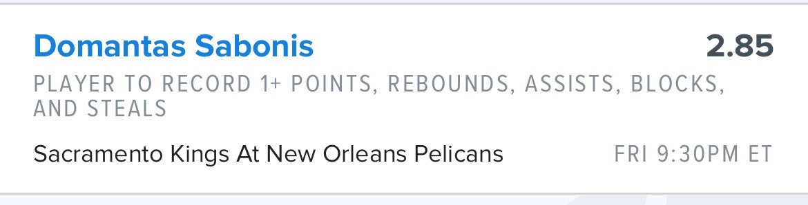 As long as Sabonis doesn’t have his block taken away, cash this +185 Sabonis bet. I will update once this officially cashes.

#NBA #SACvsNOP #NBAPlayINTournament #NBAPlayoffs #GamblingX #GamblingTwitter