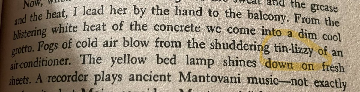 Rock trivia confession: until I encountered this passage in a Walker Percy novel, I didn’t know that Thin Lizzy’s name was a pun for a term used to describe a cheap old car (especially a Model-T).