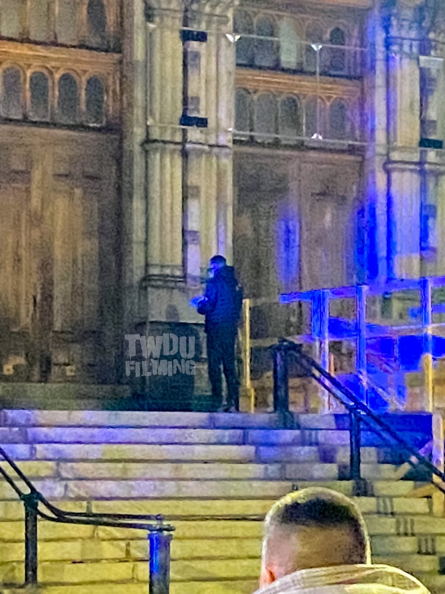 🎥#TWDDeadCity Season 2: Episode 202 (4/19/24) Negan + a large crowd? You just know he can't resist to a long monologue. JDM reading over his scripts outside St. Jean Baptiste Church in📍Lowell, PA