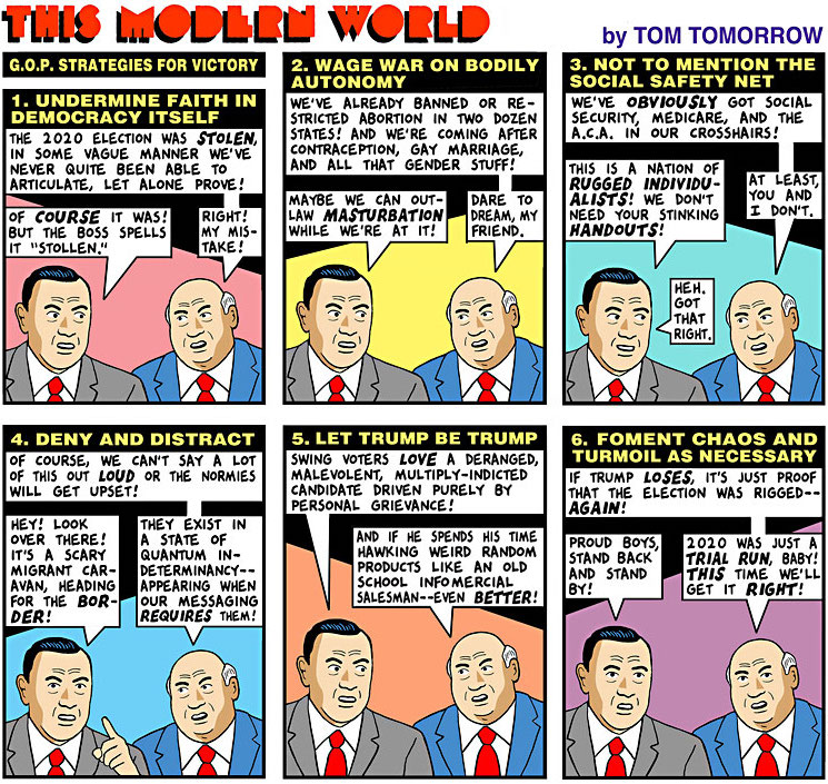 In this week's comics, Tom Tomorrow looks into G.O.P. strategies for victory in the next election.
Read all the Sunday funnies: austinchronicle.com/comics