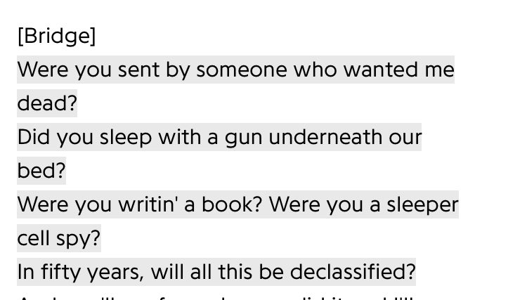 i like some parts of the new taylor swift album, especially this part which makes me wonder if Taylor’s teenage fascination with the kennedy family led to a passing interest in the assassination records review board