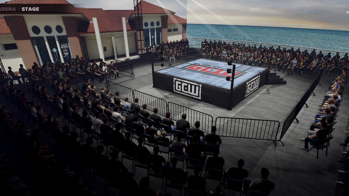 GCW on the Garden Pier at The Showboat‼️🌊 Still have a lot of editing to do but wanted to share this early preview #wwe2k24 #gcw @GCWrestling_