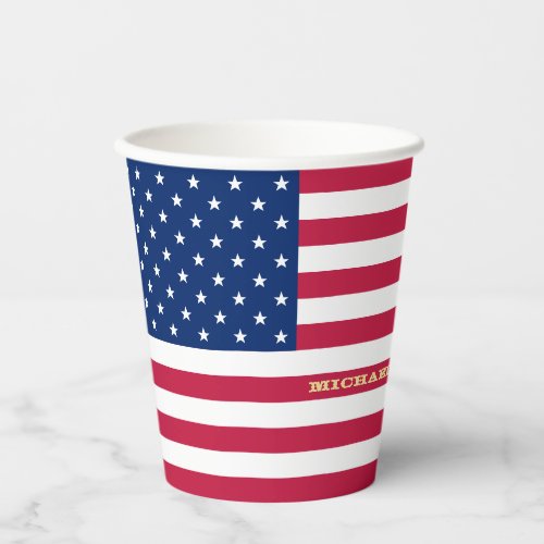 USA American Flag Patriotic Personalized Monogram Paper Cups zazzle.com/usa_american_f… #Patriotic #redwhiteandblue #AmericanPride