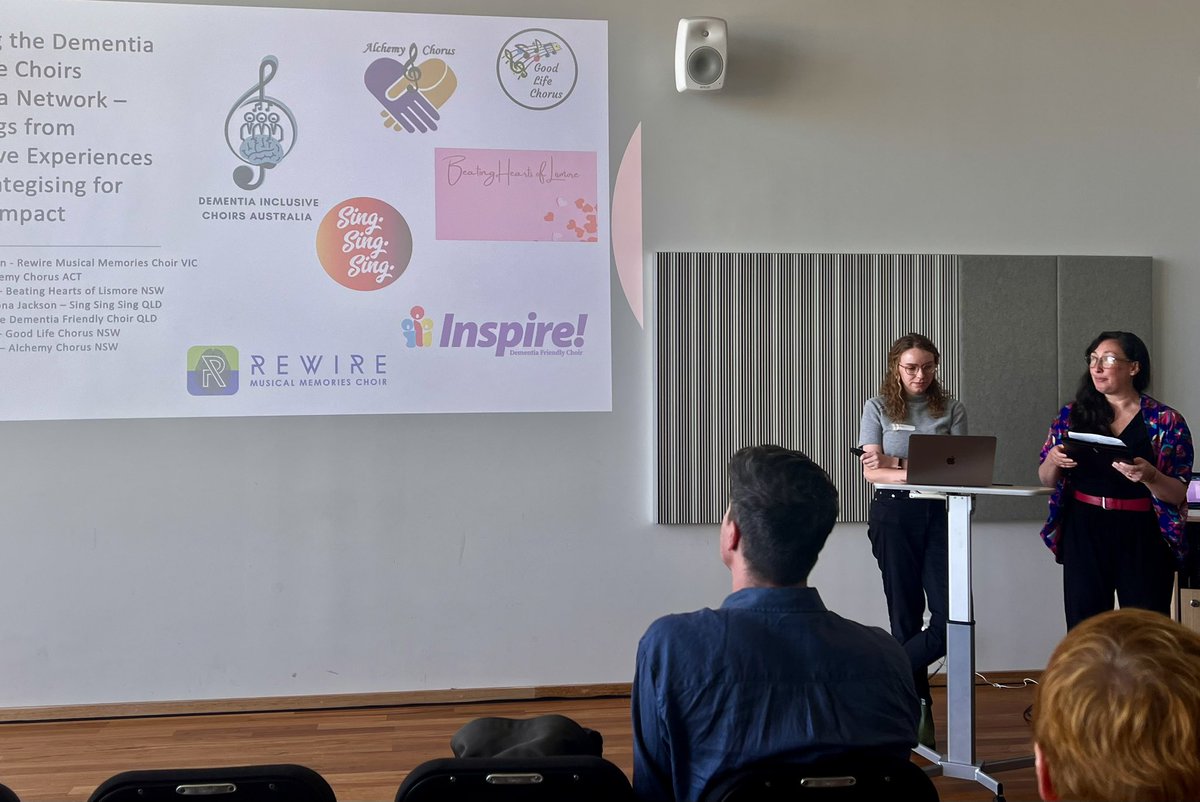 Zara Thompson @UniMelb presenting on the Dementia inclusive choir network 🥰🎼⚕️Fostering Creative Health conference @vca_mcm