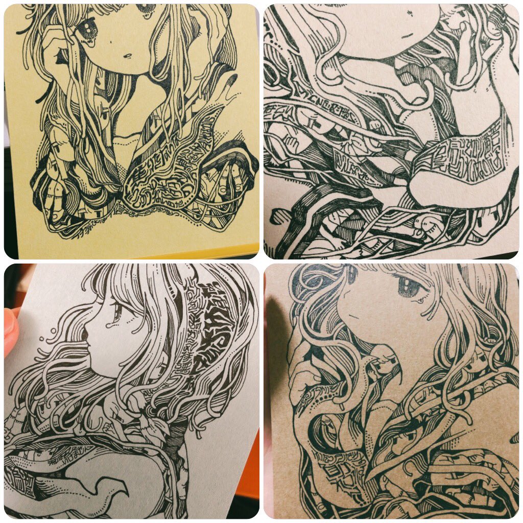 🍤展示のおしらせ🍤
ごちゃりとした葉書サイズのドローイングを展示させていただきます。
えびは不在ですがよろしくお願いします〜🐈

『ドローイングモールvol.2』
場所:イロリムラ・プチホール(大阪)
会期:5月1日(水)～5月6日(月)
(※初日15:00〜/最終日〜16:00)

 #ドローイングモール_vol2 