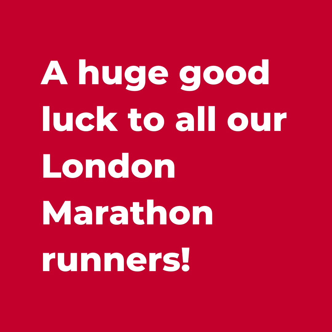 Race day is just 24 hours away so we just wanted to say a huge good luck and thank you to all our London Marathon runners! 

We're so proud to have every single one of you on our team 🏃 

Your hard work and dedication is so appreciated and we can't wait to cheer you on 📣 🥂